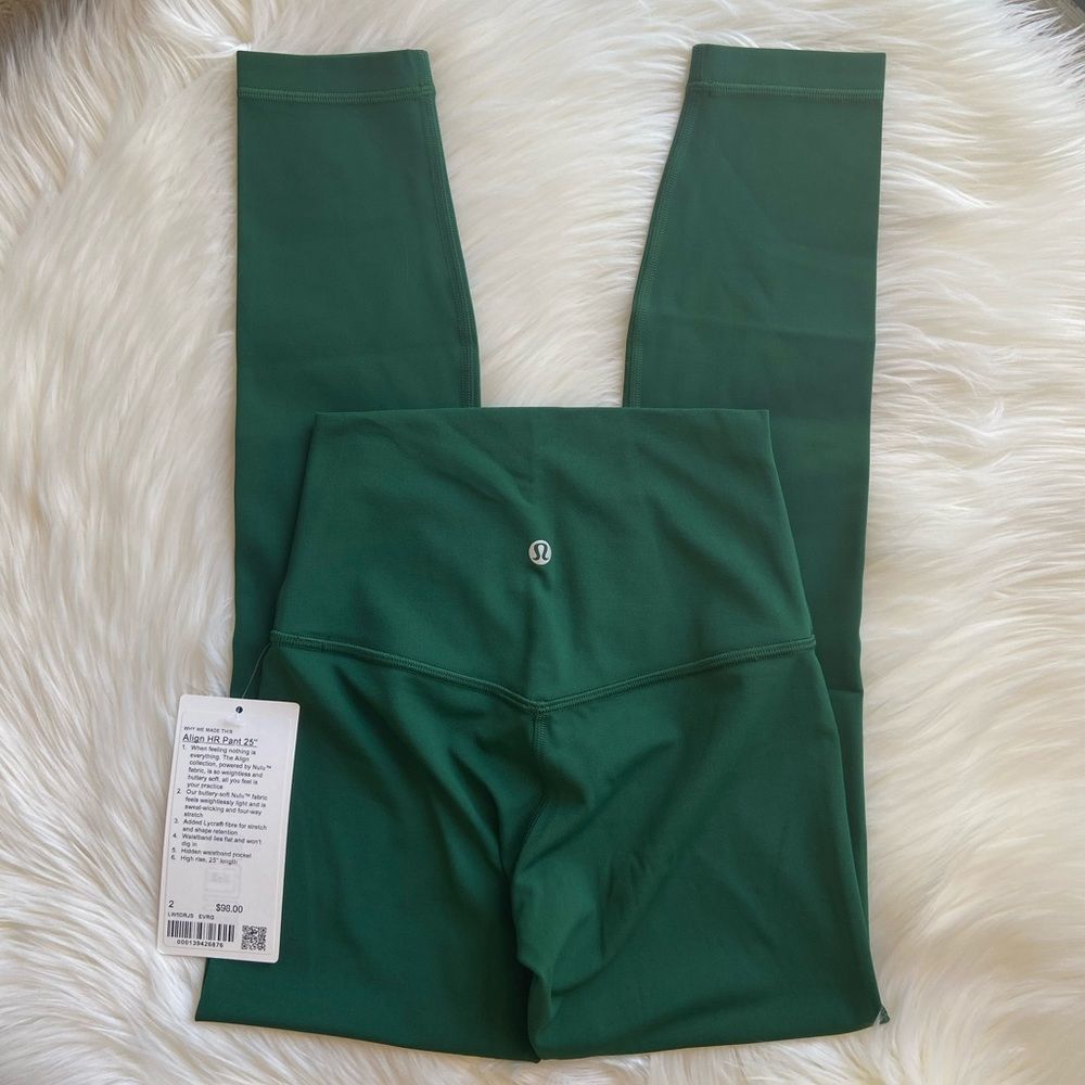 NWT Lululemon Everglade Green Align HR Tight 25” Leggings - Picture 3 of 11